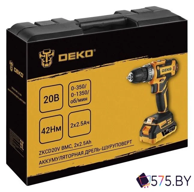 Дрель-шуруповерт Deko DKCD20-Li 085-1123 (с 2-мя АКБ, кейс) в магазине 575.by