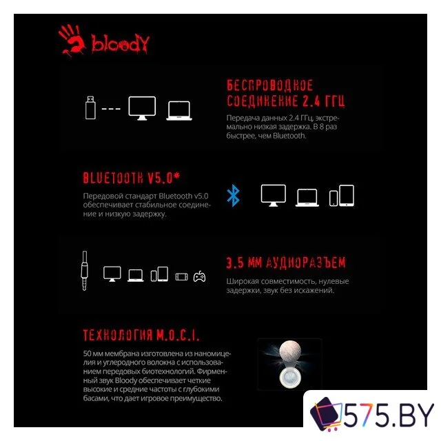 Наушники A4Tech Bloody MR710 (белый) в магазине 575.by