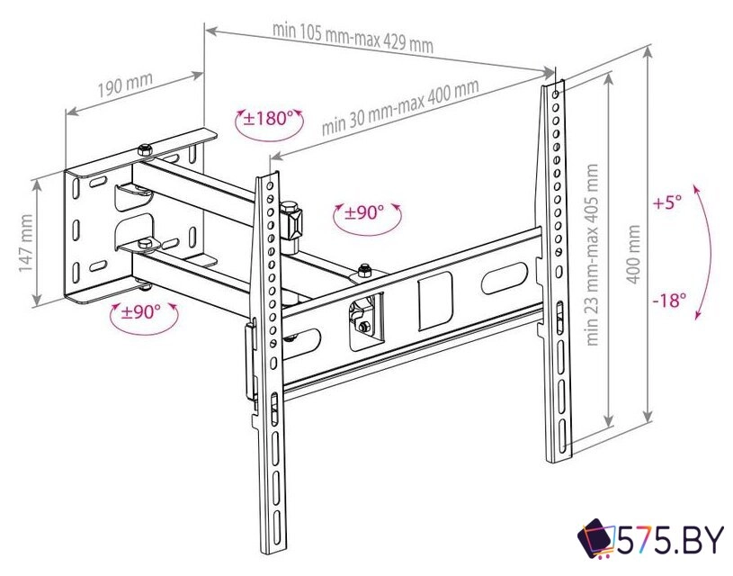 Кронштейн для телевизора Arm Media PT-15 NEW (черный) в магазине 575.by