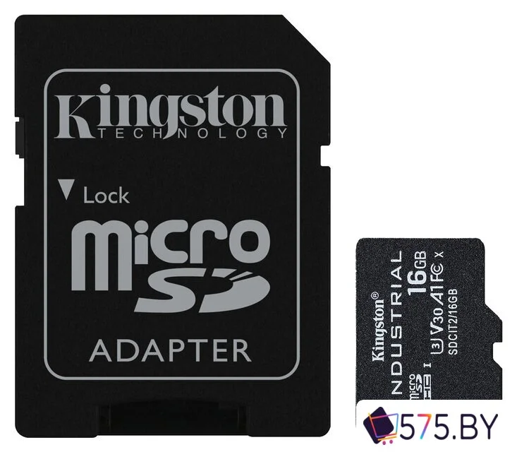 Карта памяти Kingston Industrial microSDHC 16GB SDCIT2/16GB (с адаптером) в магазине 575.by