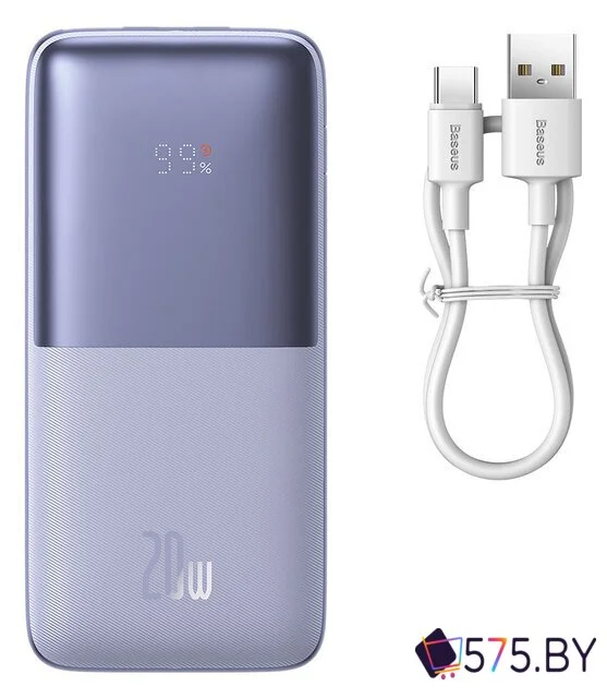 Внешний аккумулятор Baseus Bipow Pro Digital Display Fast Charge 20W Overseas Edition 10000mAh (фиолетовый) в магазине 575.by