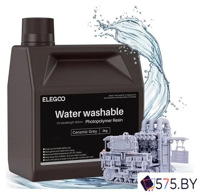 Фотополимер Elegoo Water Washable 2кг (керамический серый) в магазине 575.by