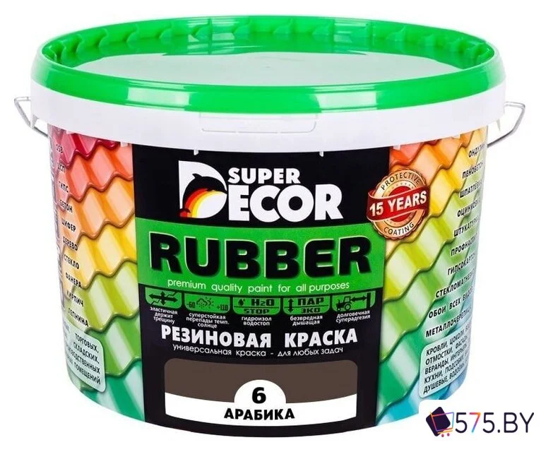 Краска Super Decor Rubber 3 кг (№06 арабика) в магазине 575.by