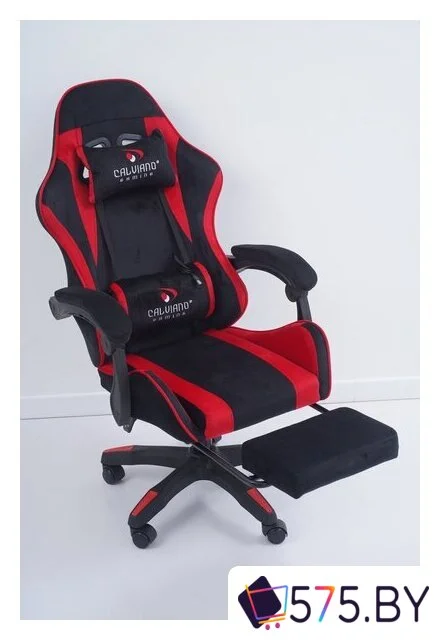 Игровое (геймерское) кресло Calviano 1584 (велюр, черный/красный) в магазине 575.by