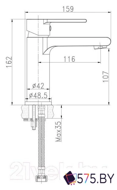 Умывальник Cersanit Calla 54 S-UM-Cl/1-w + 63107 в магазине 575.by