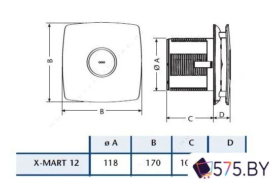 Осевой вентилятор CATA X-MART 12 T (белый) в магазине 575.by