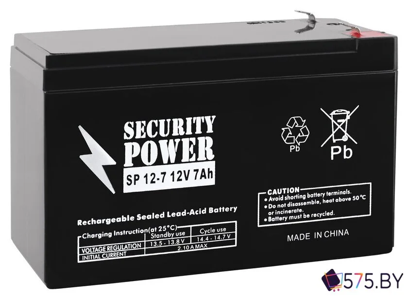 Аккумулятор для ИБП Security Power SP 12-7 F1 (12В/7 А·ч) в магазине 575.by
