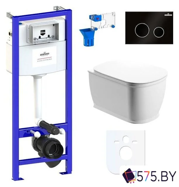 Унитаз подвесной Lavinia Boho Relfix Bell Pro Rimless 7 в 1 87040044 (черный пластик) в магазине 575.by