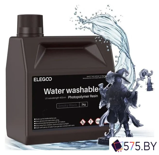 Фотополимер Elegoo Water Washable 2кг (черный дым) в магазине 575.by