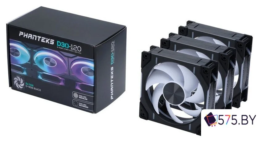 Комплект вентиляторов для корпуса Phanteks D30-120 D-RGB Regular Black Triple PH-F120D30_DRGB_PWM_BK01_3P в магазине 575.by