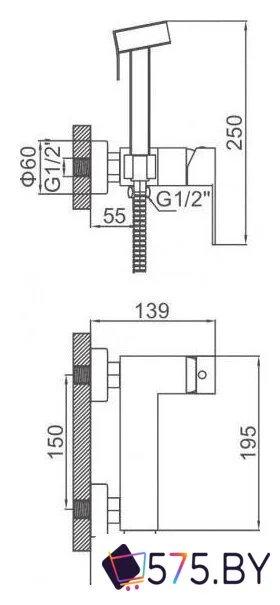 Смеситель с лейкой для биде Ledeme L75225 в магазине 575.by