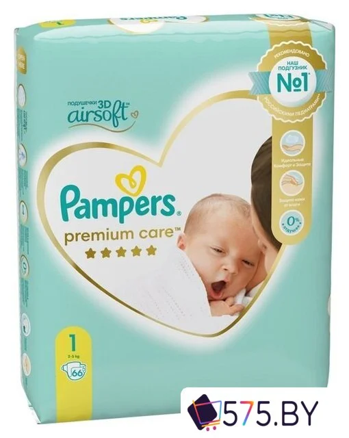 Подгузники Pampers Premium Care 1 Newborn (66 шт) в магазине 575.by