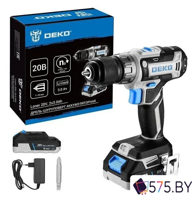 Дрель-шуруповерт Deko Loner 20V 085-1005 (с 2-мя АКБ) в магазине 575.by