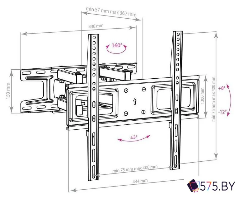 Кронштейн для телевизора Arm Media LCD-417 (черный) в магазине 575.by
