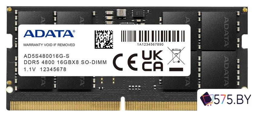 Оперативная память ADATA 16ГБ DDR5 SODIMM 4800 МГц AD5S480016G-S в магазине 575.by