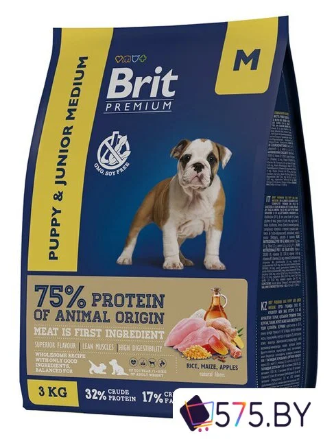 Сухой корм для собак Brit Premium Dog Puppy and Junior Medium курица 3 кг в магазине 575.by