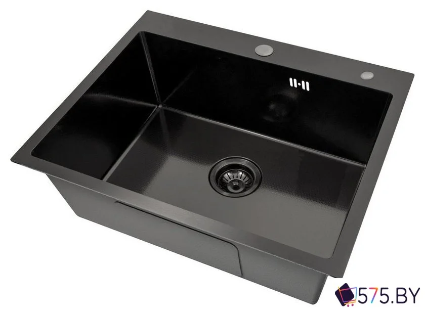 Кухонная мойка Basic CL DS Decor 60x50 (черный, коландер, дозатор) в магазине 575.by