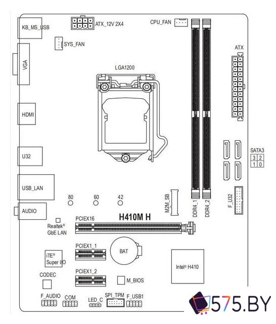 Материнская плата Gigabyte H410M H (rev. 1.0) в магазине 575.by