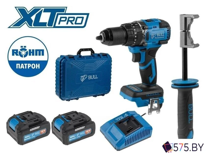 Ударная дрель-шуруповерт Bull SR 1806 R-series Xcase XLTpro 2329059 (с 2-мя АКБ, кейс) в магазине 575.by