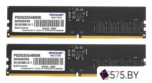 Оперативная память Patriot Signature Line 2x16ГБ DDR5 4800 МГц PSD532G4800K в магазине 575.by