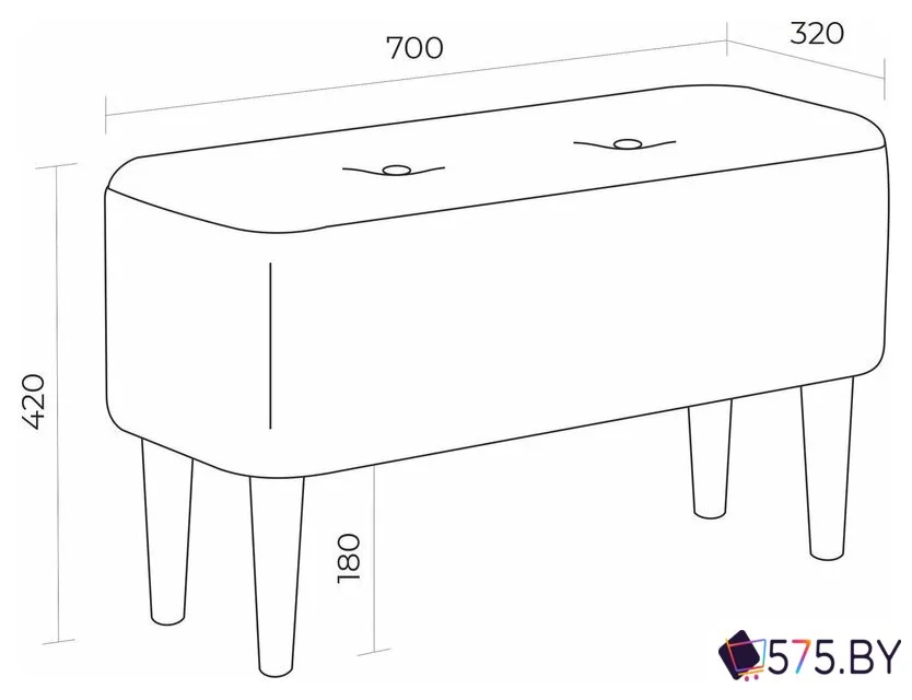 Банкетка MONOFIX Четт (микровелюр/пыльно-голубой №26) в магазине 575.by