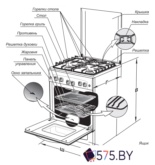 Кухонная плита GEFEST 5100-02 (чугунные решетки) в магазине 575.by