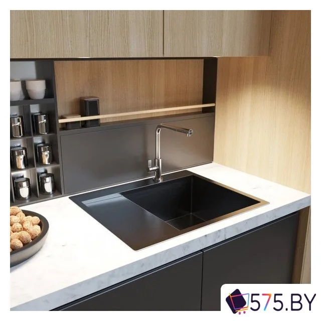 Кухонная мойка Mixline Pro 552929 (черный графит, с сифоном) в магазине 575.by