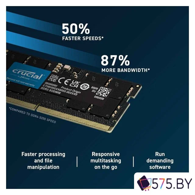 Оперативная память Crucial 16ГБ DDR5 SODIMM 4800МГц CB16GS4800 в магазине 575.by