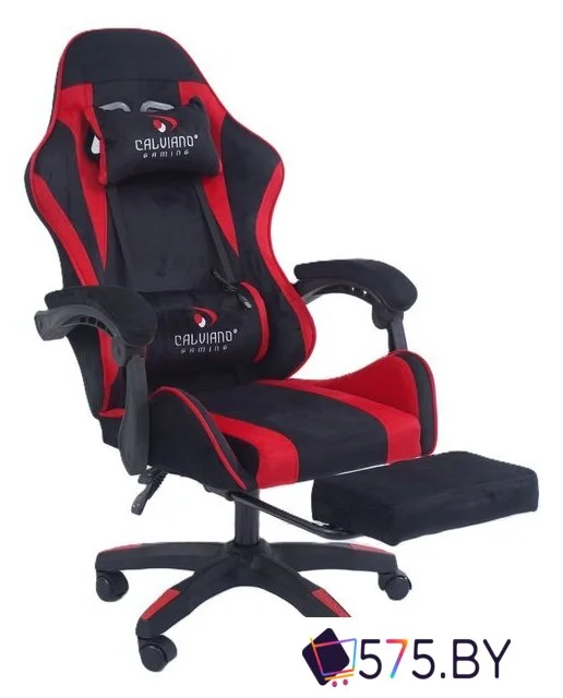 Игровое (геймерское) кресло Calviano 1584 (велюр, черный/красный) в магазине 575.by