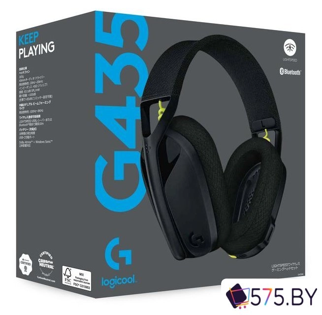 Наушники Logitech G435 Lightspeed (черный/неоновый желтый) в магазине 575.by