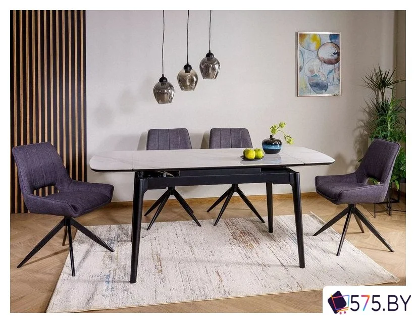 Кухонный стол Signal Sento 120-180/80 (белый лак/черный) в магазине 575.by