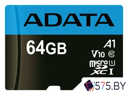 Карта памяти ADATA Premier AUSDX64GUICL10A1-RA1 microSDXC 64GB (с адаптером) в магазине 575.by