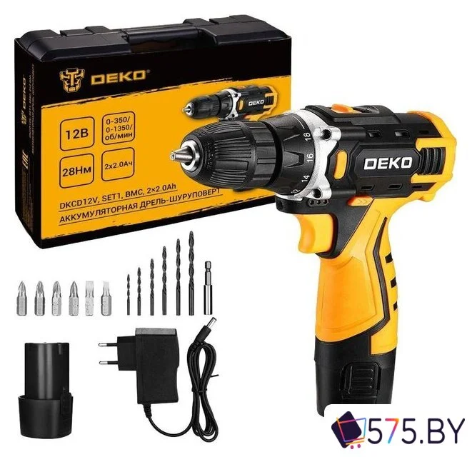 Дрель-шуруповерт Deko DKCD12V Set1 083-1022 (с 2-мя АКБ, кейс) в магазине 575.by