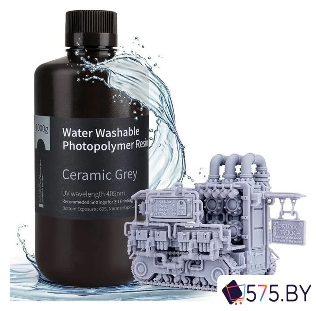 Фотополимер Elegoo Water Washable 1кг (керамический серый) в магазине 575.by