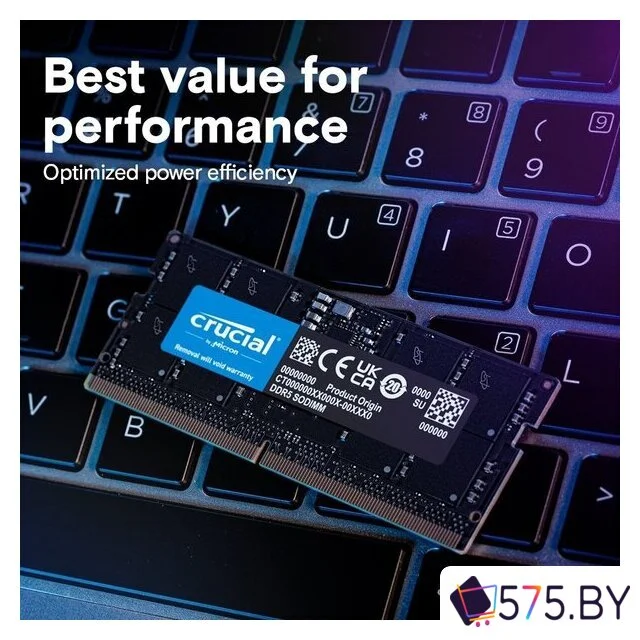 Оперативная память Crucial 8ГБ DDR5 SODIMM 5600 МГц CT8G56C46S5 в магазине 575.by
