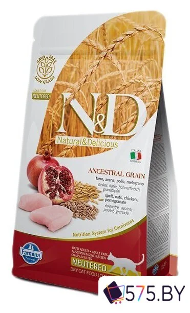 Сухой корм для кошек Farmina N&D Low Grain Cat Chicken & Pomegranate Neutered (низкое содержание зерна с курицей и гранатом) 1.5 кг в магазине 575.by