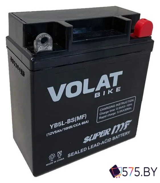 Мотоциклетный аккумулятор VOLAT YB5L-BS (MF) (5 А·ч) в магазине 575.by