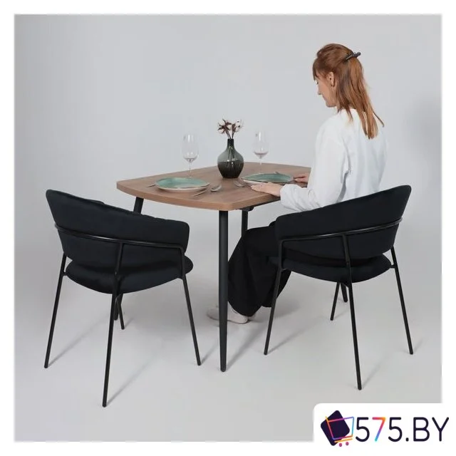 Стул с подлокотниками Алвест AV 433 (черный бархат H-75/черный) в магазине 575.by