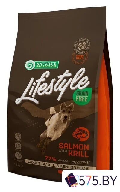 Сухой корм для собак Nature's Protection Lifestyle GF Adult Small and Mini Salmon with krill 1.5 кг в магазине 575.by
