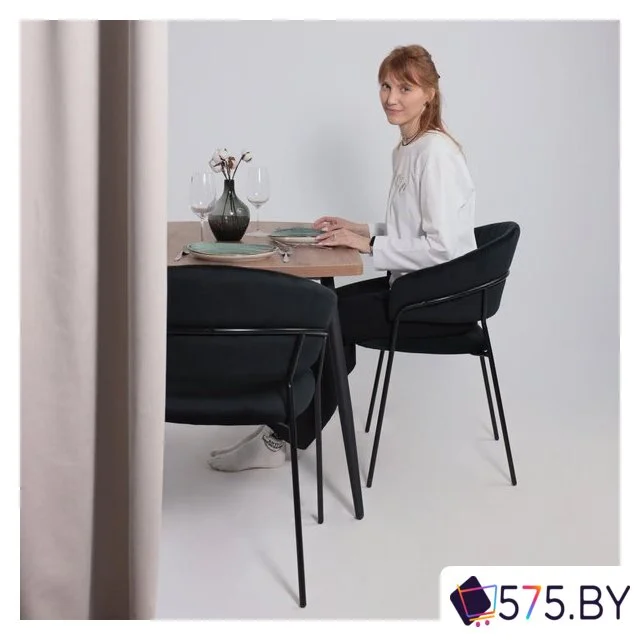 Стул с подлокотниками Алвест AV 433 (черный бархат H-75/черный) в магазине 575.by
