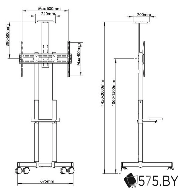 Стойка для телевизора Arm Media PT-Stand-8 (черный) в магазине 575.by