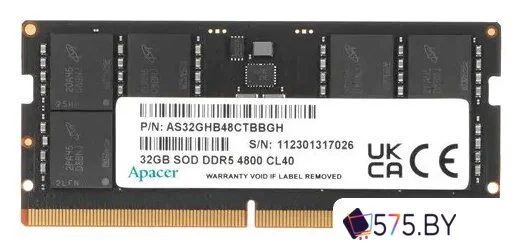 Оперативная память Apacer 32ГБ DDR5 SODIMM 4800 МГц AS32GHB48CTBBGH в магазине 575.by