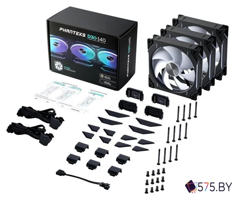 Комплект вентиляторов для корпуса Phanteks D30-140 D-RGB Regular Black Triple PH-F140D30_DRGB_PWM_BK01_3P в магазине 575.by