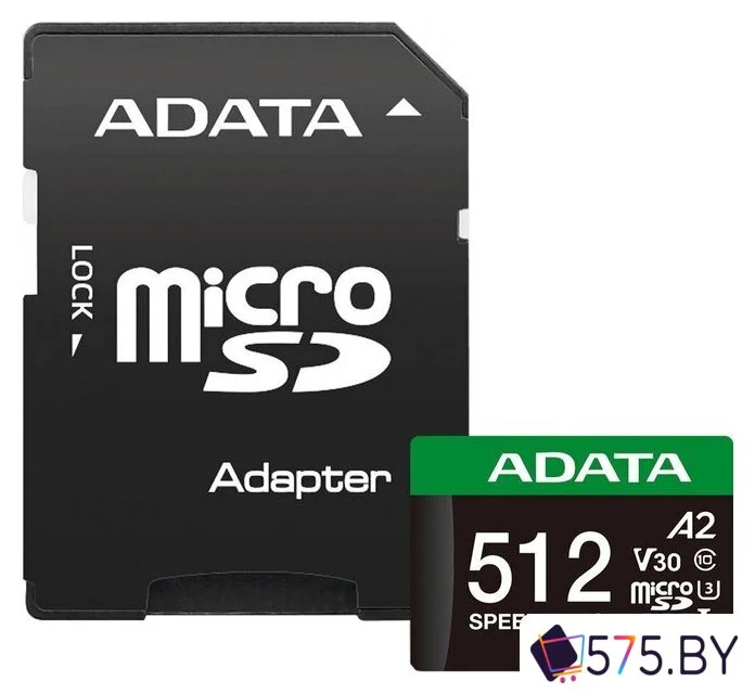 Карта памяти ADATA SPEED PLUS microSDXC 512GB UD512GUI3V30A2SP-RA1 (с адаптером) в магазине 575.by