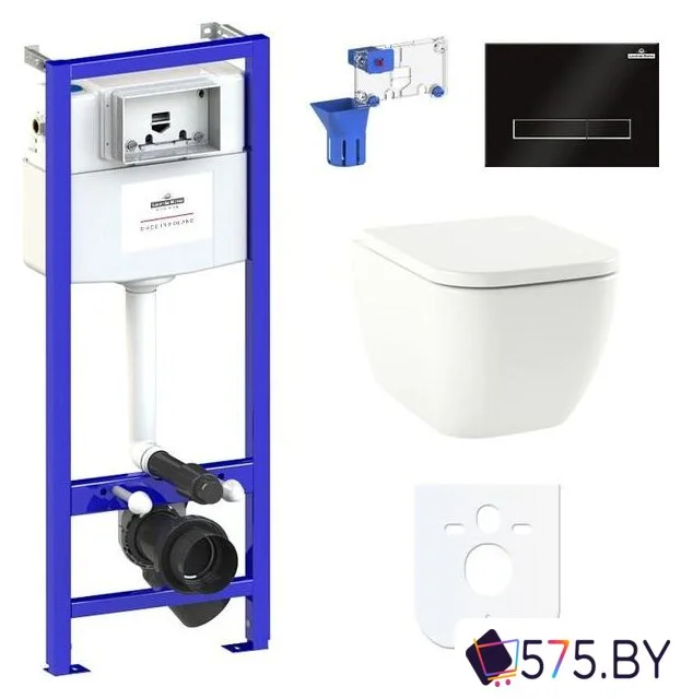 Унитаз подвесной Lavinia Boho Relfix One Compacto 7 в 1 87040070 (черное стекло) в магазине 575.by