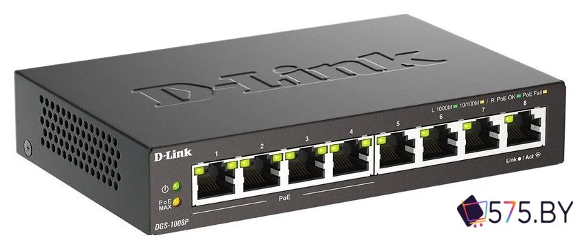 Неуправляемый коммутатор D-Link DGS-1008P/F3A в магазине 575.by