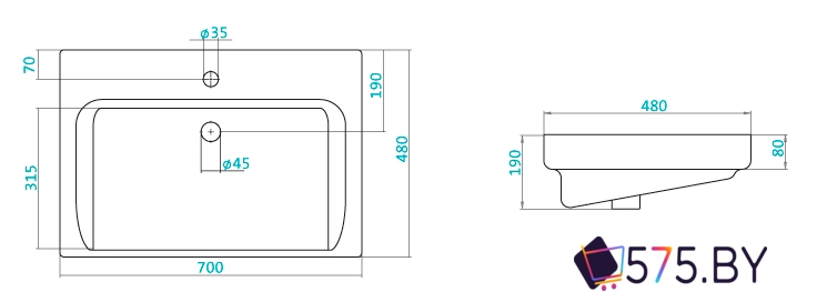 Умывальник Santek Тигода 70 в магазине 575.by