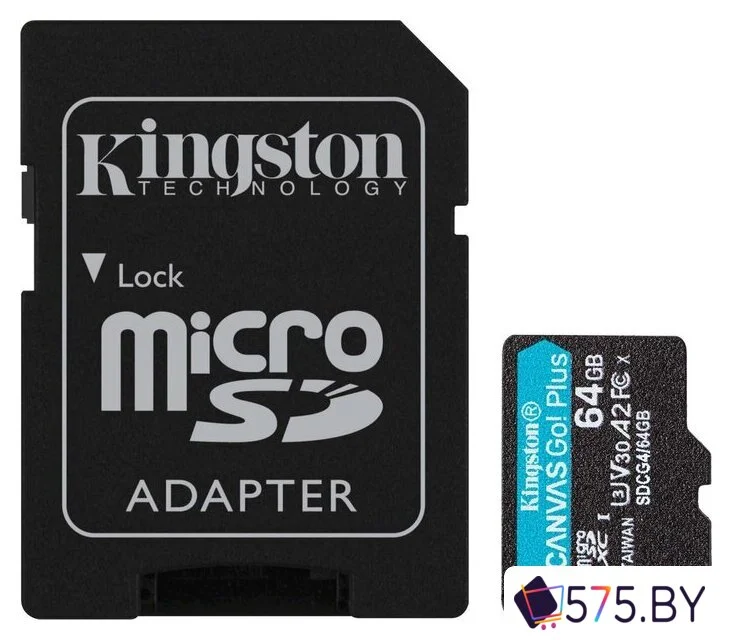 Карта памяти Kingston Canvas Go! microSDXC 64GB SDCG4/64GB (с адаптером) в магазине 575.by