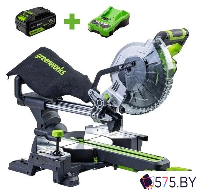 Торцовочная пила Greenworks GD24MS216 1501707UG (с 1-им АКБ) в магазине 575.by
