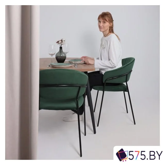 Стул с подлокотниками Алвест AV 433 (изумрудный бархат H-30/черный) в магазине 575.by